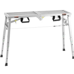 VEVOR Work Platform, 3 Gear Adjustable Height, Folding Alloy Steel Step Ladder, Portable Scaffolding Platform, 400 lb Load Capacity, Non-Slip Rubber Feet, Drywall Painting Stool, for Cleaning &Washing