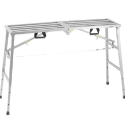 VEVOR Work Platform, 4 Gear Adjustable Height, Folding Alloy Steel Step Ladder, Portable Scaffolding Platform, 800 lb Load Capacity, Non-Slip Rubber Feet, Drywall Painting Stool, Cleaning & Washing