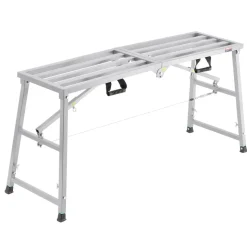 VEVOR Work Platform, 4 Gear Adjustable Height, Folding Alloy Steel Step Ladder, Portable Scaffolding Platform, 800 lb Load Capacity, Non-Slip Rubber Feet, Drywall Painting Stool, Cleaning & Washing