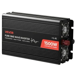 VEVOR 1500W Power Inverter, 12V DC to 120V AC Pure Sine Wave Inverter, Car Charger Converter with Remote Control, USB & Type-C Ports, 4 AC Outlets, Fast-charging for RV, Truck Outdoor Camping