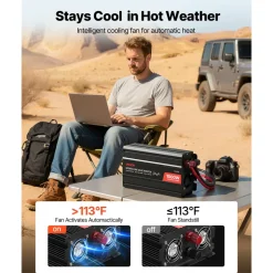 VEVOR 1000W Power Inverter, 12V DC to 120V AC Modified Sine Wave Inverter, Car Charger Converter with USB & Type-C Port, 2 AC Outlets, LED Indicator Light, Ideal for RV, Truck Outdoor Camping
