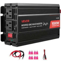 VEVOR 1000W Power Inverter, 12V DC to 120V AC Modified Sine Wave Inverter, Car Charger Converter with USB & Type-C Port, 2 AC Outlets, LED Indicator Light, Ideal for RV, Truck Outdoor Camping