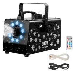 VEVOR 900W Snow Machine with 9 LED RGB Lights, 12 LED Lighting Colors, and Wireless Remote, Handheld/Hanging Outdoor Snowflake Machine Fake Snow Machines with 1L Tank for Christmas Party