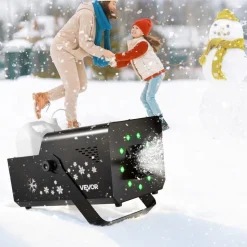 VEVOR 1500W Snow Machine with RGB DMX512 Signal Control, 9 LED Lights, Wireless Remote, High Output Snowflake Machine with 5L Tank, Portable DJ Stage Snow Maker for Christmas Parties Stage Effects