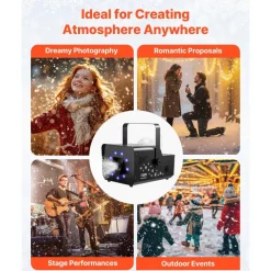VEVOR 1500W Snow Machine with RGB DMX512 Signal Control, 9 LED Lights, Wireless Remote, High Output Snowflake Machine with 5L Tank, Portable DJ Stage Snow Maker for Christmas Parties Stage Effects