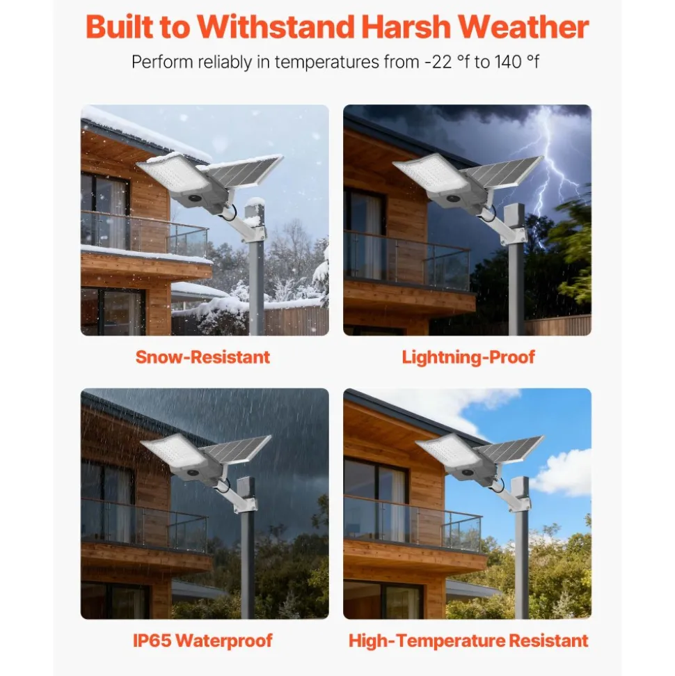VEVOR 12000W Solar Street Light Outdoor, 900000LM, High Powered Commercial Parking Lot Light Dusk to Dawn, Split Type LED Flood Security Lamp with RF Remote Control, IP65 Waterproof, for Driveway Yard