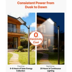 VEVOR 8000W Solar Street Light Outdoor, 450000LM, Commercial Parking Lot Light Dusk to Dawn, LED Flood Security Lamp with Motion Sensor, IP65 Waterproof Outdoor Lighting, for Driveway Yard, 1 Pack
