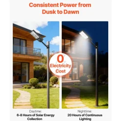 VEVOR 12000W Solar Street Light Outdoor, 900000LM, Commercial Parking Lot Light Dusk to Dawn, LED Flood Security Lamp with Motion Sensor, IP65 Waterproof Wide Angle Outdoor Lighting, for Driveway Yard