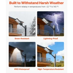 VEVOR 12000W Solar Street Light Outdoor, 900000LM, Commercial Parking Lot Light Dusk to Dawn, LED Flood Security Lamp with Motion Sensor, IP65 Waterproof Wide Angle Outdoor Lighting, for Driveway Yard