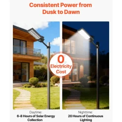 VEVOR 8000W Solar Street Lights Outdoor, 450000LM, Commercial Parking Lot Lights Dusk to Dawn, LED Flood Security Lamp with Motion Sensor, IP65 Waterproof Outdoor Lighting, for Driveway Yard, 3 Pack