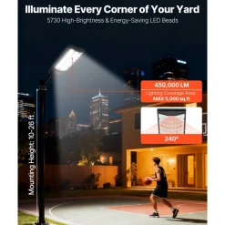 VEVOR 8000W Solar Street Lights Outdoor, 450000LM, Commercial Parking Lot Lights Dusk to Dawn, LED Flood Security Lamp with Motion Sensor, IP65 Waterproof Outdoor Lighting, for Driveway Yard, 3 Pack