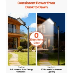 VEVOR 8000W Solar Street Lights Outdoor, 450000LM, Commercial Parking Lot Lights Dusk to Dawn, LED Flood Security Lamp with Motion Sensor, IP67 Waterproof Outdoor Lighting, for Driveway Yard, 2 Pack