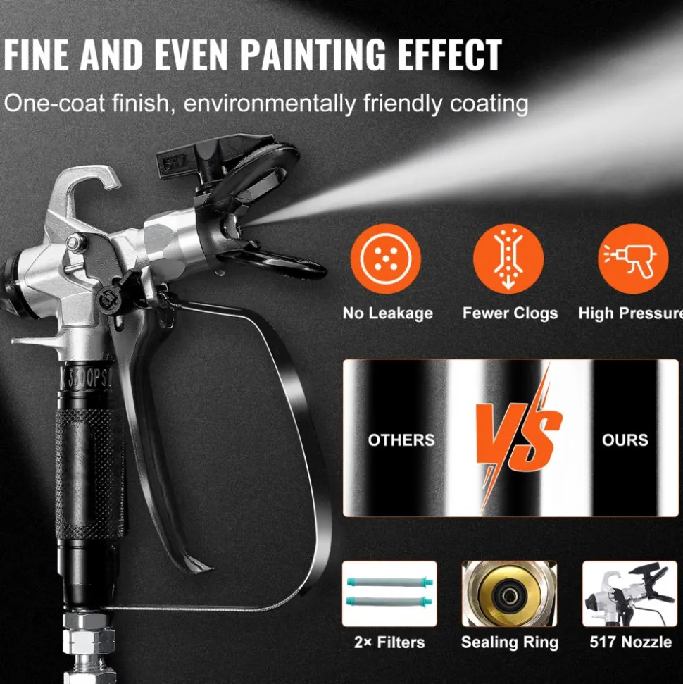 VEVOR 950W Stand Airless Paint Sprayer, 3000PSI High Efficiency Electric Airless Sprayer, Handheld Paint Sprayers for Home Interior and Exterior Furniture and Fences, Fine And Even Painting Effect