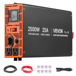 VEVOR 2500W Sump Pump Battery Backup System, LCD Display, Auto Switches to Battery Inverter Power for Sump Pump, Pure Sine Wave, for Basement Protection Emergency Power Outage, Batteries Not Included