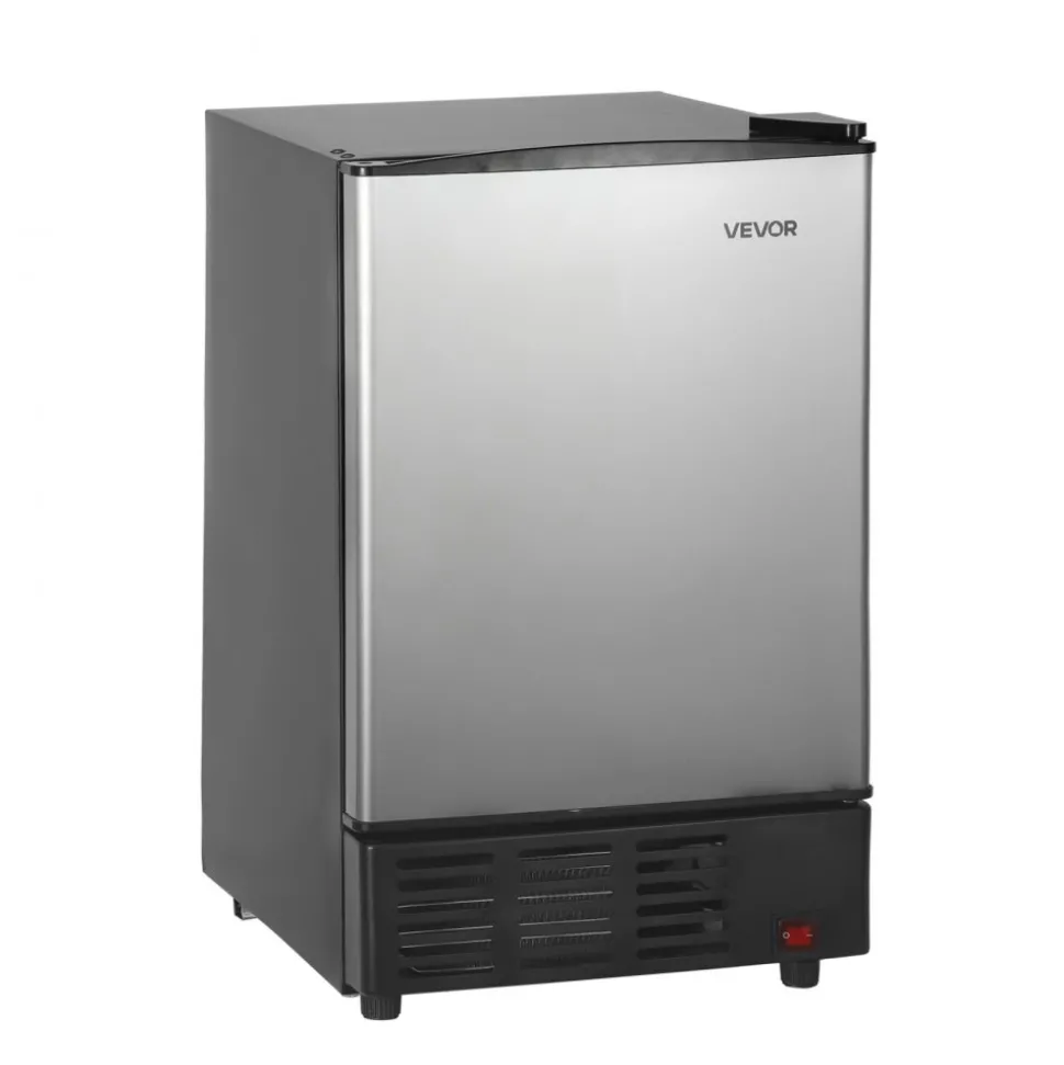 VEVOR 15" W Under Counter Ice Maker, 15 LBS/Day Crescent Ice Maker Built-in with 11LBS Storage Bin & Reversible Door, Freestanding Ice-Making Machine for Commercial Home Kitchens - No Drain Required