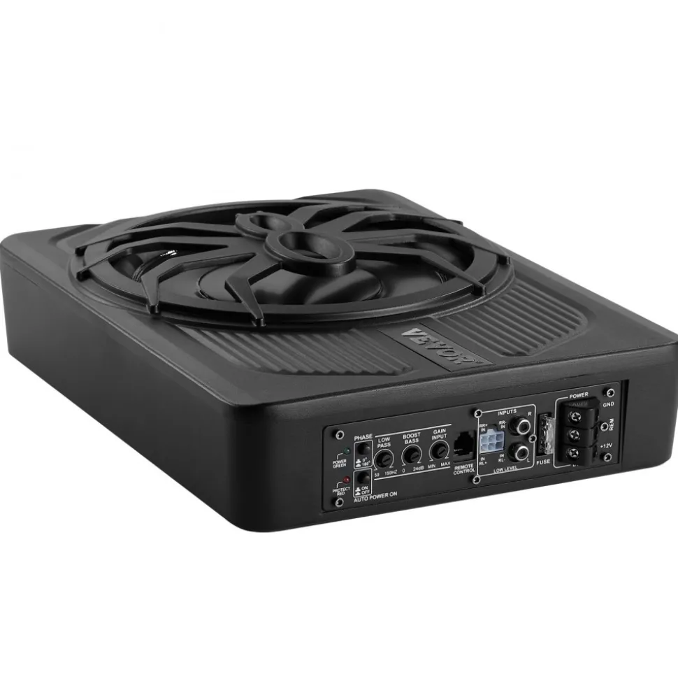 VEVOR 8" 240W Underseat Car Subwoofer, 120W RMS Rated Power Slim Powered Car Subwoofers Under the Seat, Low Profile Audio Sub Built-in Amplifier, High/Low Level Input & Volume Controller for SUVs, Car, Truck, RV