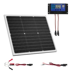 VEVOR 50W 12V Solar Battery Charger Maintainer, Mono Solar Panel Trickle Battery Charger with Upgraded MPPT Controller, IP65 Waterproof for Car Boat RV Trailer Flat Rooftop (Bracket Not Included)