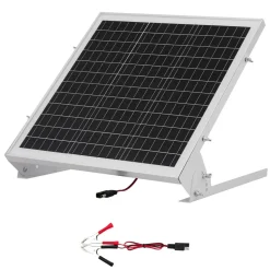 VEVOR 20W 12V Solar Battery Trickle Charger Maintainer, Mono Solar Panel Battery Charger with Built-in MPPT Controller & Adjustable Mount Bracket, IP65 Waterproof for Car Boat RV Trailer House Roof