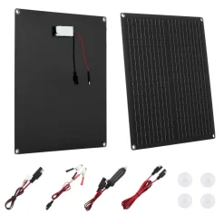 VEVOR 30W 12V Solar Panel Battery Charger, Solar Battery Trickle Charger Maintainer with Built-in Smart Controller & 3 Connection Cables, IP67 Waterproof Portable for RV Car Motorcycle Boat Van Camper