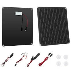 VEVOR 20W 12V Solar Panel Battery Charger, Solar Battery Trickle Charger Maintainer with Built-in Smart Controller & 3 Connection Cables, IP67 Waterproof Portable for RV Car Motorcycle Boat Van Camper
