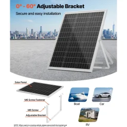 VEVOR 25W 12V Solar Panel Battery Charger, Solar Battery Trickle Charger Maintainer with Intelligent MPPT Controller & Adjustable Mount Bracket, IP67 Waterproof for Car Boat RV Motorcycle Trailer