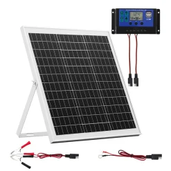 VEVOR 20W 12V Solar Panel Battery Charger, Solar Battery Trickle Charger Maintainer with Intelligent MPPT Controller & Adjustable Mount Bracket, IP67 Waterproof for Car Boat RV Motorcycle Trailer