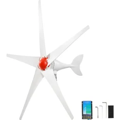 VEVOR 800W 12V Wind Turbine Generator, 5-Blade Wind Turbine Kit with Wind & Solar Hybrid Controller, Efficient 3-Phase AC Permanent Wind Power Generator for RV Boat Home Farm (Tower Pole Not Included)