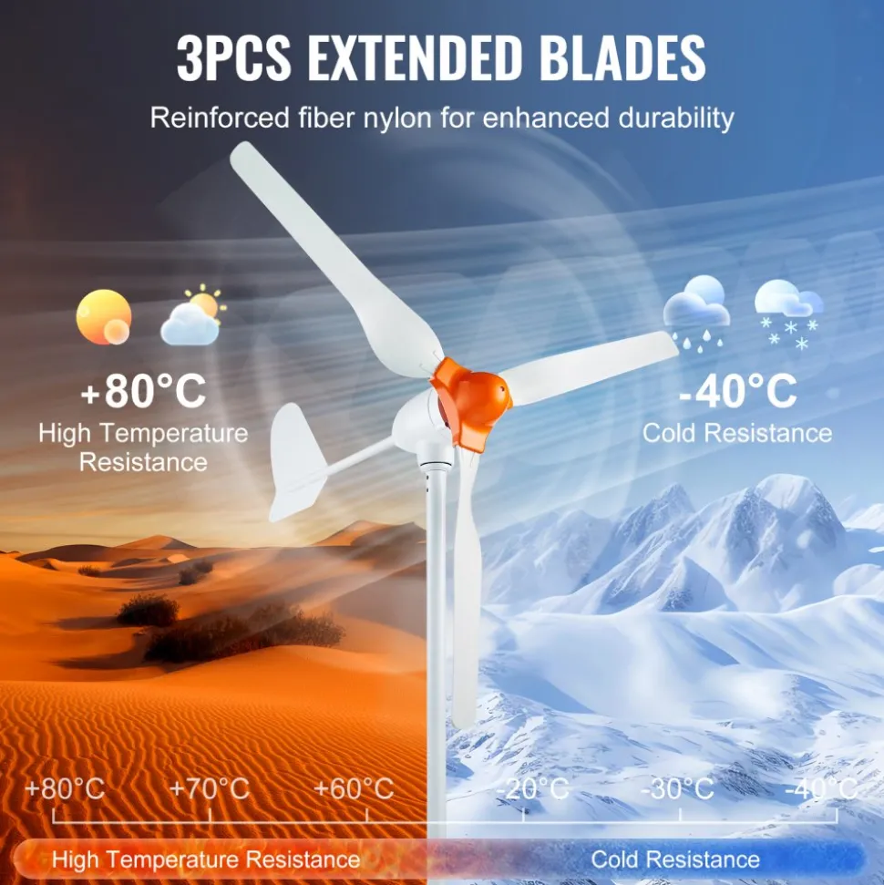 VEVOR 800W Wind Turbine Generator, 12V Wind Turbine Kit, 3-Blade Wind Power Generator with MPPT Controller, Adjustable Windward Direction & 2.5m/s Start Wind Speed, Suitable for Home, Farm, RVs, Boats
