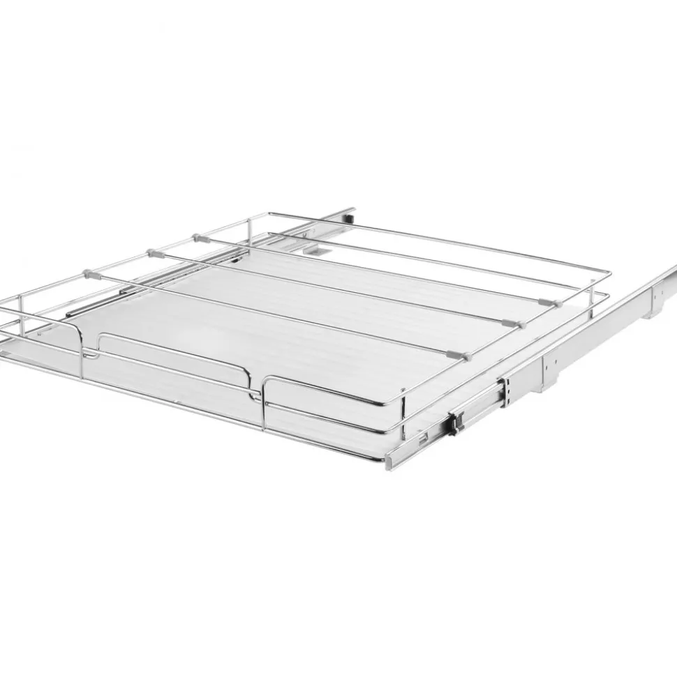 VEVOR 21.5"Wx21"Dx3.5"H Pull Out Cabinet Organizer, Heavy Duty Slide Out Pantry Shelves, Steel Roll Out Drawers, Sliding Drawer Storage for Home Under Sink, 23"Wx22"Dx7"H Install Size for Cabinet