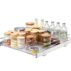 VEVOR 18.5"Wx21"Dx3.5"H Pull Out Cabinet Organizer, Heavy Duty Slide Out Pantry Shelves, Steel Roll Out Drawers, Sliding Drawer Storage for Home Under Sink, 20"Wx22"Dx7"H Install Size for Cabinet