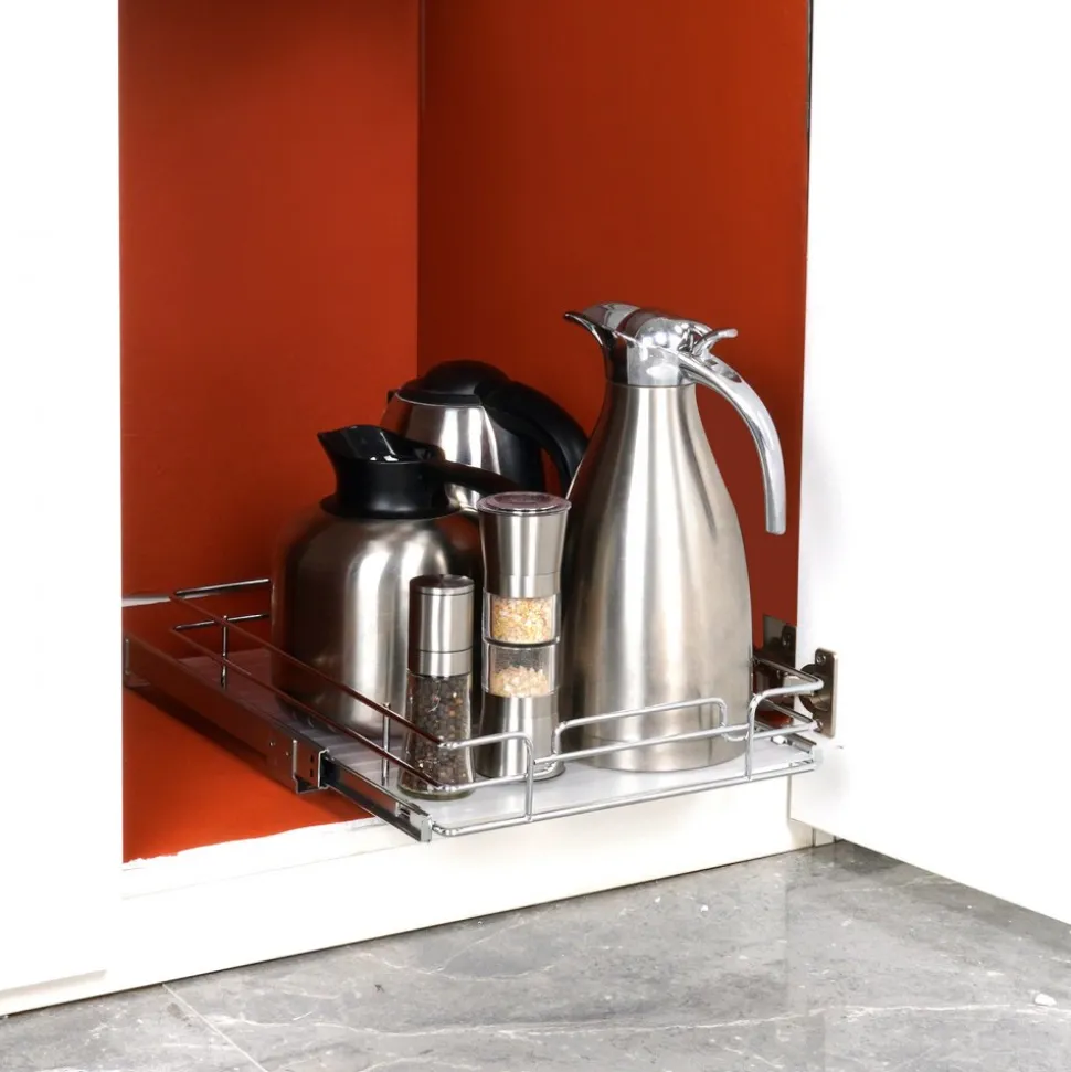 VEVOR 11"Wx21"Dx2.5"H Pull Out Cabinet Organizer, Heavy Duty Slide Out Pantry Shelves, Steel Roll Out Drawers, Sliding Drawer Storage for Home Under Sink, 13.5"Wx22"Dx7"H Install Size for Cabinet