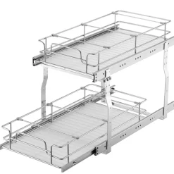 VEVOR 12"Wx21"Dx15"H Pull Out Cabinet Organizer, Heavy Duty Slide Out Pantry Shelves, Steel Roll Out Drawers, Sliding Drawer Storage for Home Under Sink, 13.5"Wx22"Dx18"H Install Size for Cabinet