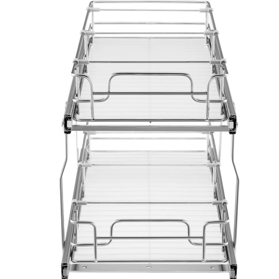 VEVOR 12"Wx21"Dx15"H Pull Out Cabinet Organizer, Heavy Duty Slide Out Pantry Shelves, Steel Roll Out Drawers, Sliding Drawer Storage for Home Under Sink, 13.5"Wx22"Dx18"H Install Size for Cabinet