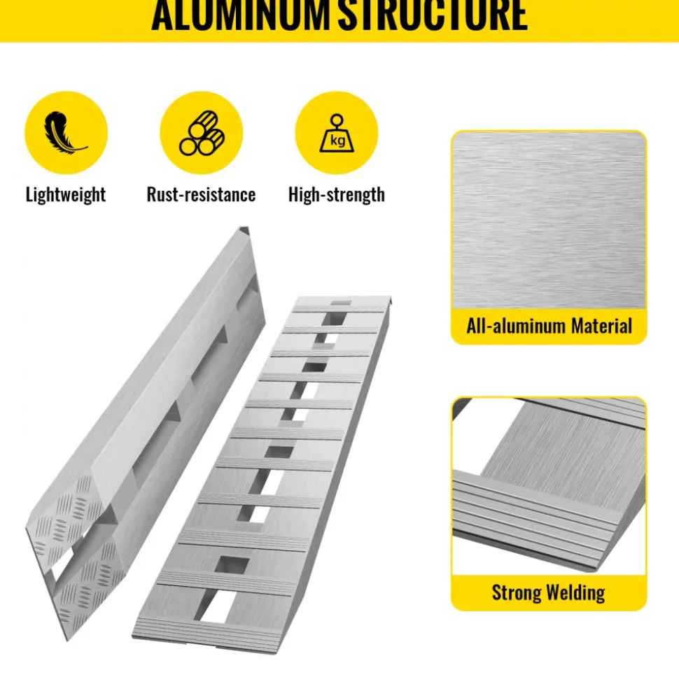 VEVOR 60'' X 12'' Aluminum Trailer Ramps 6000LBS Total Beavertail Hook End 1 Pair 2 Ramps