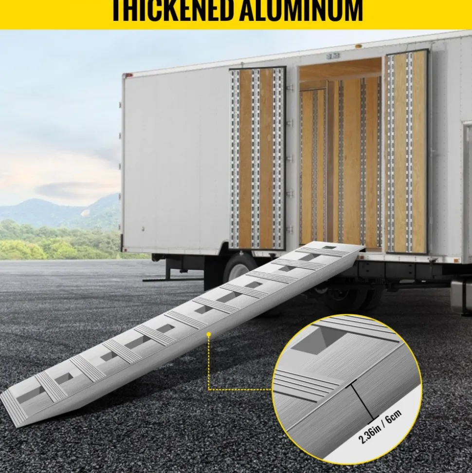 VEVOR 60'' X 12'' Aluminum Trailer Ramps 6000LBS Total Beavertail Hook End 1 Pair 2 Ramps