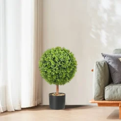 VEVOR 2x Artificial Boxwood Ball Ø40,6cm Garden Deco Boxwood in Flowerpot Ball Artificial Boxwood Ball Artificial Plant made of PE, Wood, PP incl. 4 pcs. Decorative butterflies and 10 pcs. Replacement