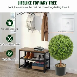 VEVOR 2x Artificial Boxwood Ball Ø40,6cm Garden Deco Boxwood in Flowerpot Ball Artificial Boxwood Ball Artificial Plant made of PE, Wood, PP incl. 4 pcs. Decorative butterflies and 10 pcs. Replacement
