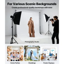 VEVOR 10 x 8 Ft Backdrop Banner Stand Adjustable Height and Width Newest Step and Repeat for Trade Show Wall Exhibitor Photo Booth Background
