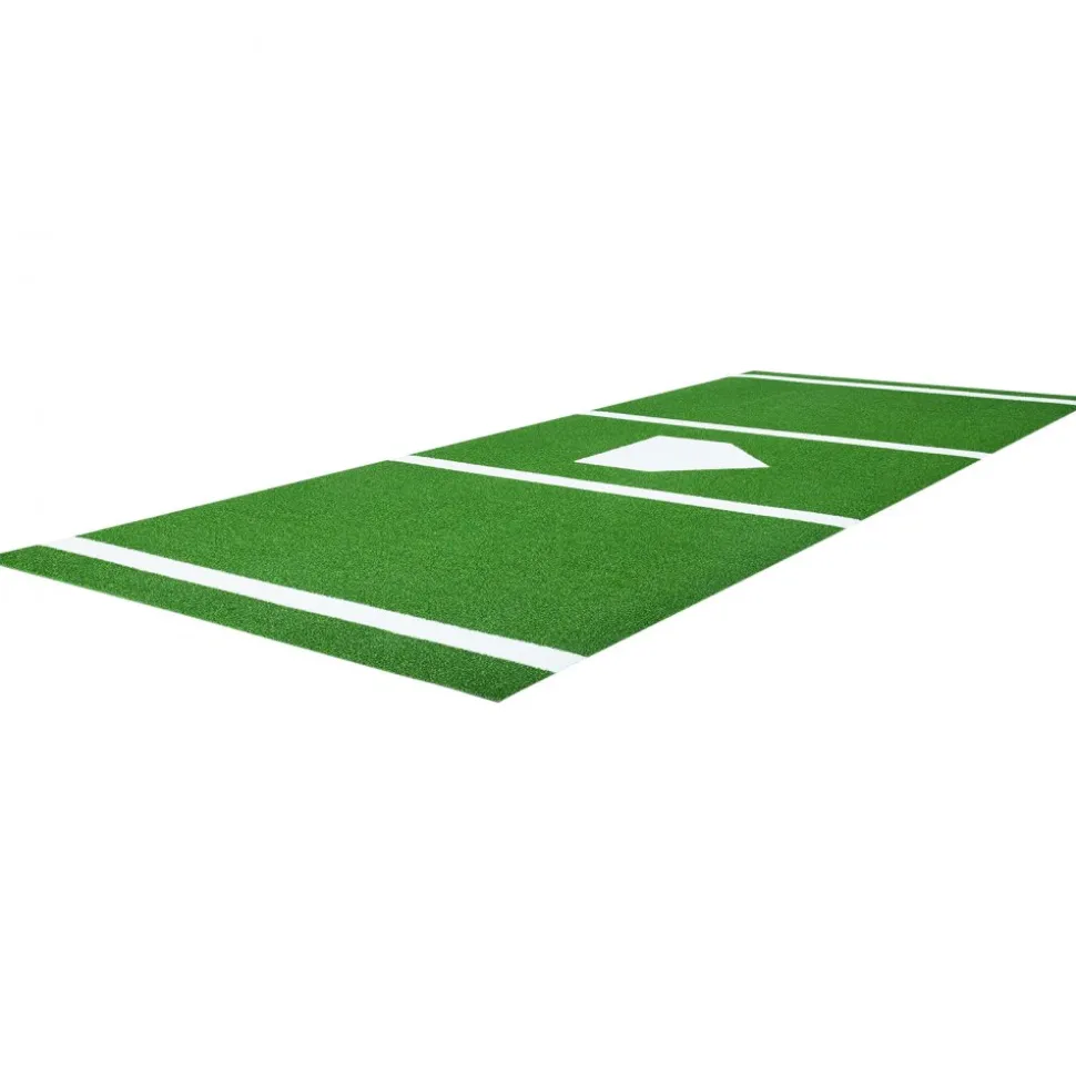 VEVOR 10x3.8 ft Baseball Softball Hitting Batting Mat, Indoor/Outdoor Anti-Slip Anti-Fade Softball Mat, Lined & Foam Backing Training Aid with Tightening Rope, Portable Practice Mats, Green