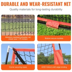 VEVOR 7x7 ft Baseball Softball Practice Net, Portable Baseball Training Net for Hitting Catching Pitching, Backstop Baseball Equipment with Bow Frame, Carry Bag, Strike Zone, Ball, Tee, Ball Collector