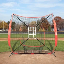 VEVOR 7x7 ft Baseball Softball Practice Net, Portable Baseball Training Net for Hitting Catching Pitching, Backstop Baseball Equipment with Bow Frame, Carry Bag, Strike Zone, Ball, Tee, Ball Collector
