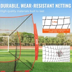 VEVOR 7x7 ft Baseball Softball Practice Net, Portable Baseball Training Net for Hitting Batting Catching Pitching, Backstop Baseball Equipment Training Aids with Strike Zone (Net Only)