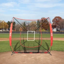 VEVOR 7x7 ft Baseball Softball Practice Net, Portable Baseball Training Net for Hitting Batting Catching Pitching, Backstop Baseball Equipment with Bow Frame, Carry Bag, Strike Zone, Ball, Batting Tee