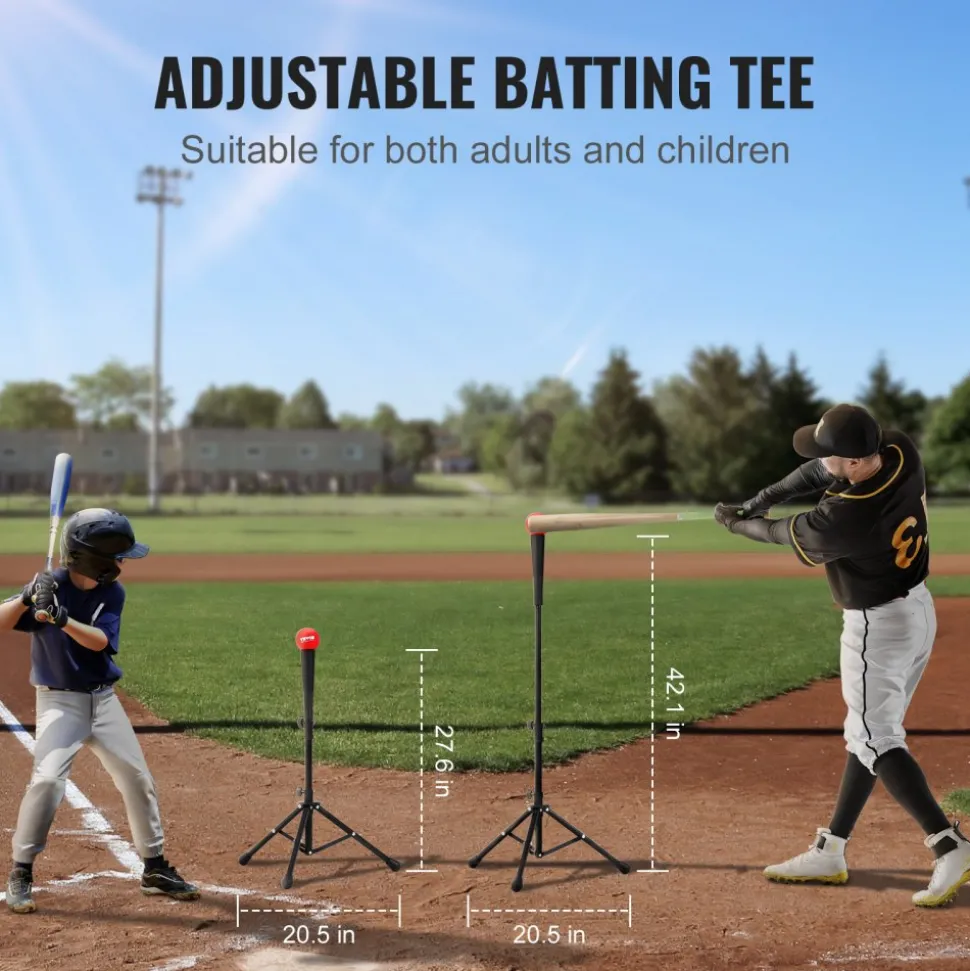 VEVOR 7x7 ft Baseball Softball Practice Net, Portable Baseball Training Net for Hitting Batting Catching Pitching, Backstop Baseball Equipment with Bow Frame, Carry Bag, Strike Zone, Ball, Batting Tee