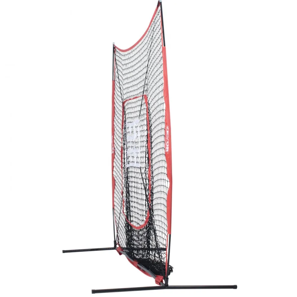 VEVOR 7x7 ft Baseball Softball Practice Net, Portable Baseball Training Net for Hitting Batting Catching Pitching, Backstop Baseball Equipment with Bow Frame, Carry Bag, Strike Zone, Ball, Batting Tee