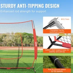 VEVOR 7x7 ft Baseball Softball Practice Net, Portable Baseball Training Net for Hitting Batting Catching Pitching, Backstop Baseball Equipment Training Aids with Carry Bag and Strike Zone