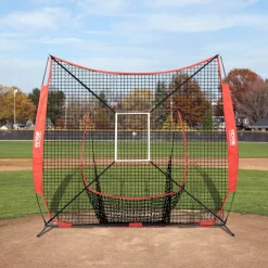 VEVOR 7x7 ft Baseball Softball Practice Net, Portable Baseball Training Net for Hitting Catching Pitching, Backstop Equipment with Bow Frame, Carry Bag, Strike Zone, 12 Balls, Tee, and Ball Collector
