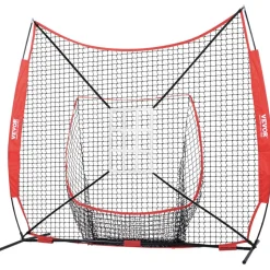 VEVOR 7x7 ft Baseball Softball Practice Net, Portable Baseball Training Net for Hitting Catching Pitching, Backstop Equipment with Bow Frame, Carry Bag, Strike Zone, 12 Balls, Tee, and Ball Collector