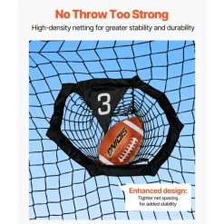 VEVOR 7 x 7 ft Football Trainer Throwing Net, Training Throwing Target Practice Net with 5 Target Pockets, Knotless Net Includes Straps and Portable Carry Case, Improve QB Throwing Accuracy, Black