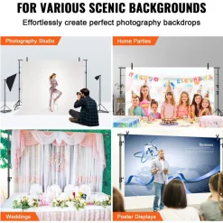 VEVOR 12 x 10 ft Heavy Duty Backdrop Stand, Height Adjustable Photography Backdrop Stand, Background Support System with 6 Clamps and A Carry Bag, for Party, Wedding, Display, Photo